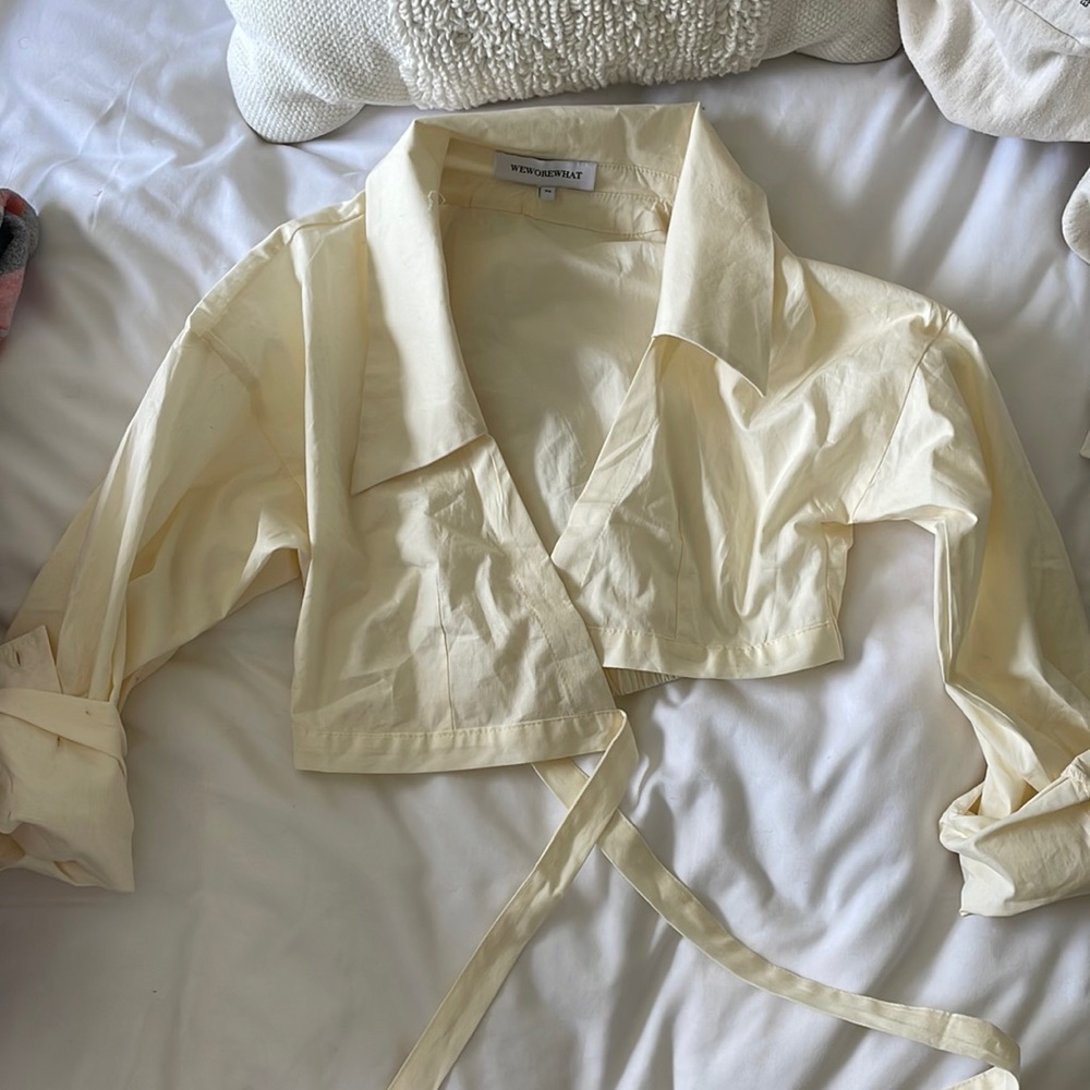 Weworewhat wrap poplin top